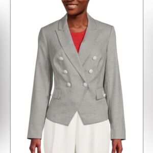 Karl Lagerfeld Womens‎ Blazer 12 Black White Double Breast Nautical PInstripe